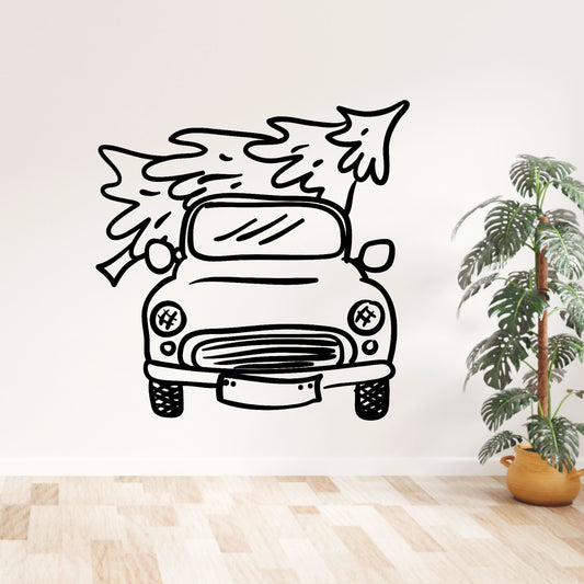 Christmas car tree wall decal personalised plate number