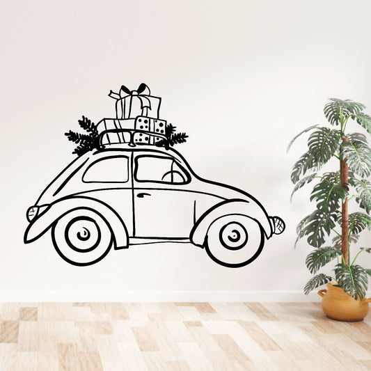 Christmas car gifts wall decal