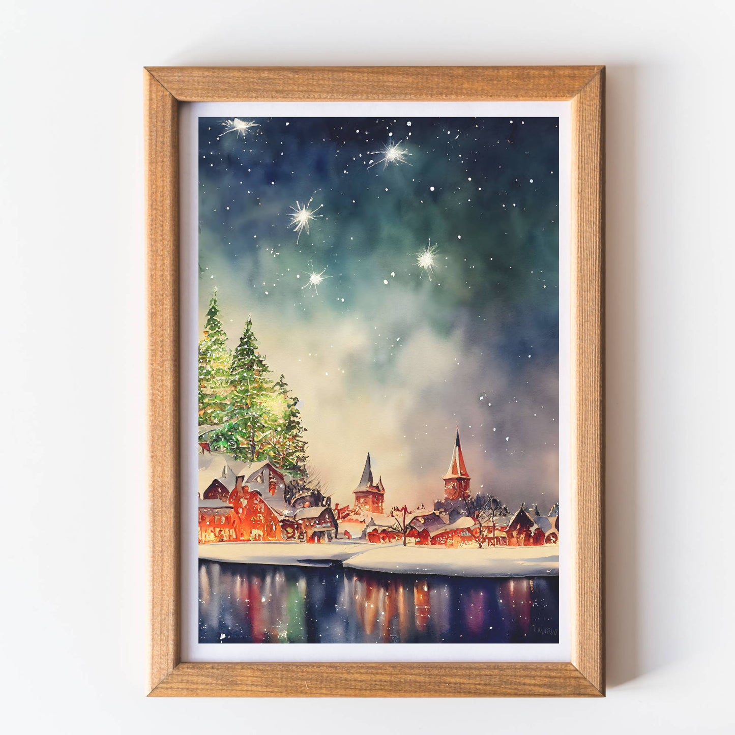 Christmas fireworks wall art print unframed