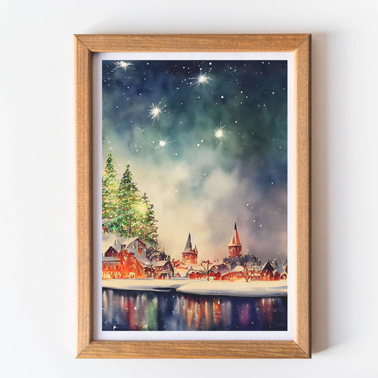 Christmas fireworks wall art print unframed