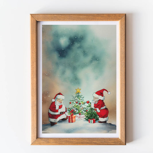 Christmas wall art print Santa unframed