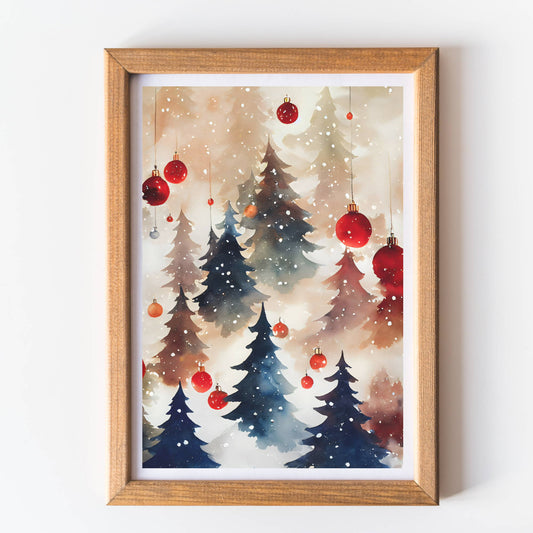 Christmas trees wall art print unframed