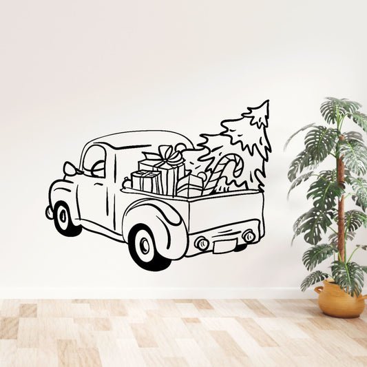 Christmas truck wall decal personalised plate