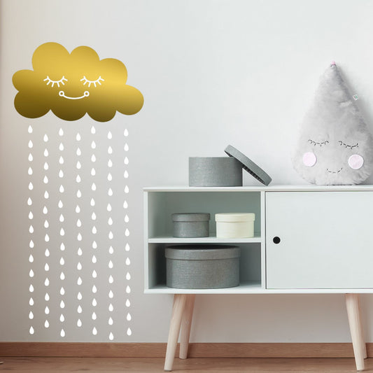 cloud and rain wall decal