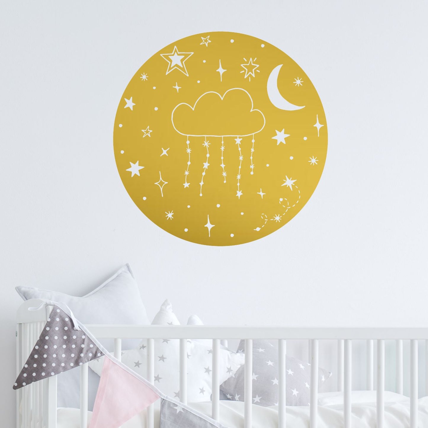 cloud hanging stars wall decal