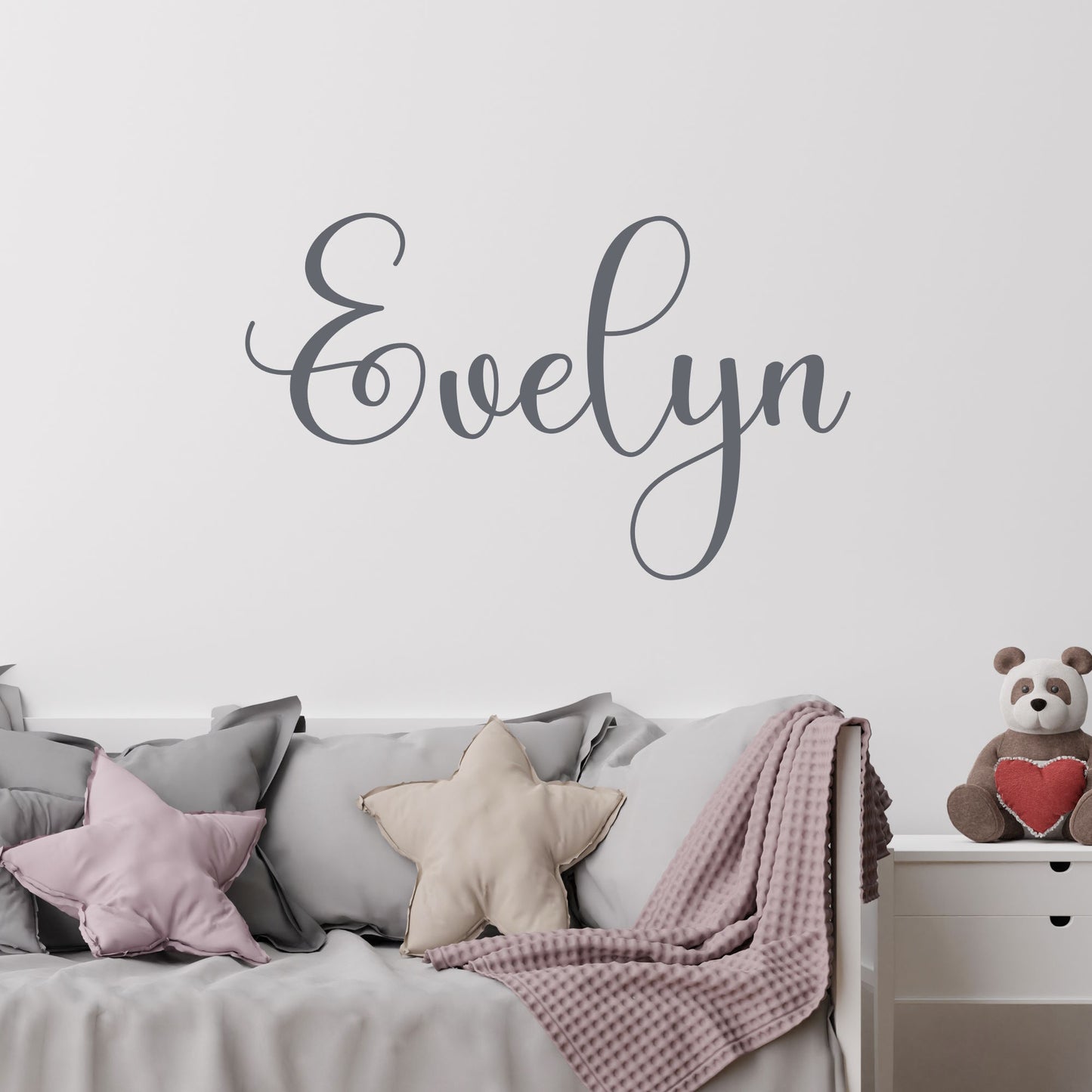 personalized name curly font wall decal