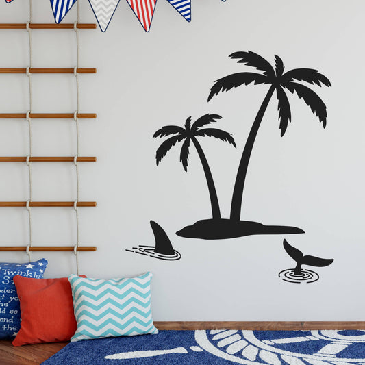 palm tree dolphin tail wall decals