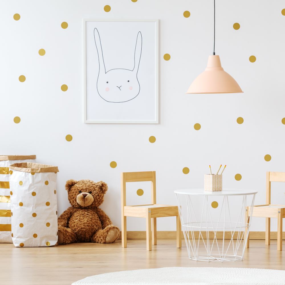 gold polka dot wall decals 