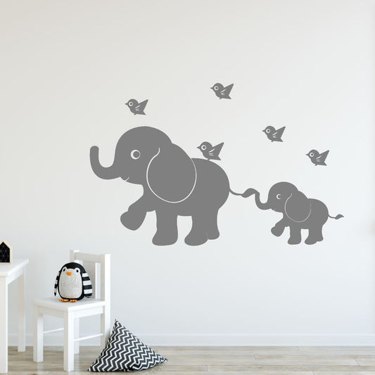 mom and baby elephant wall decal