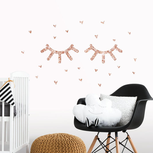 RoomMates Eyelash Peel and Stick Wall Decals With Glitter - Snug as a Bug