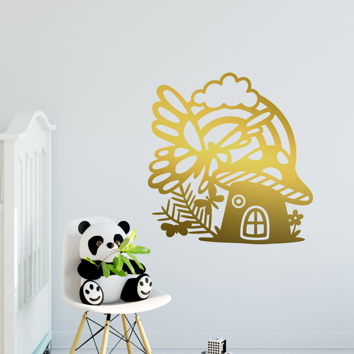 fairy house and butterfly wall decal