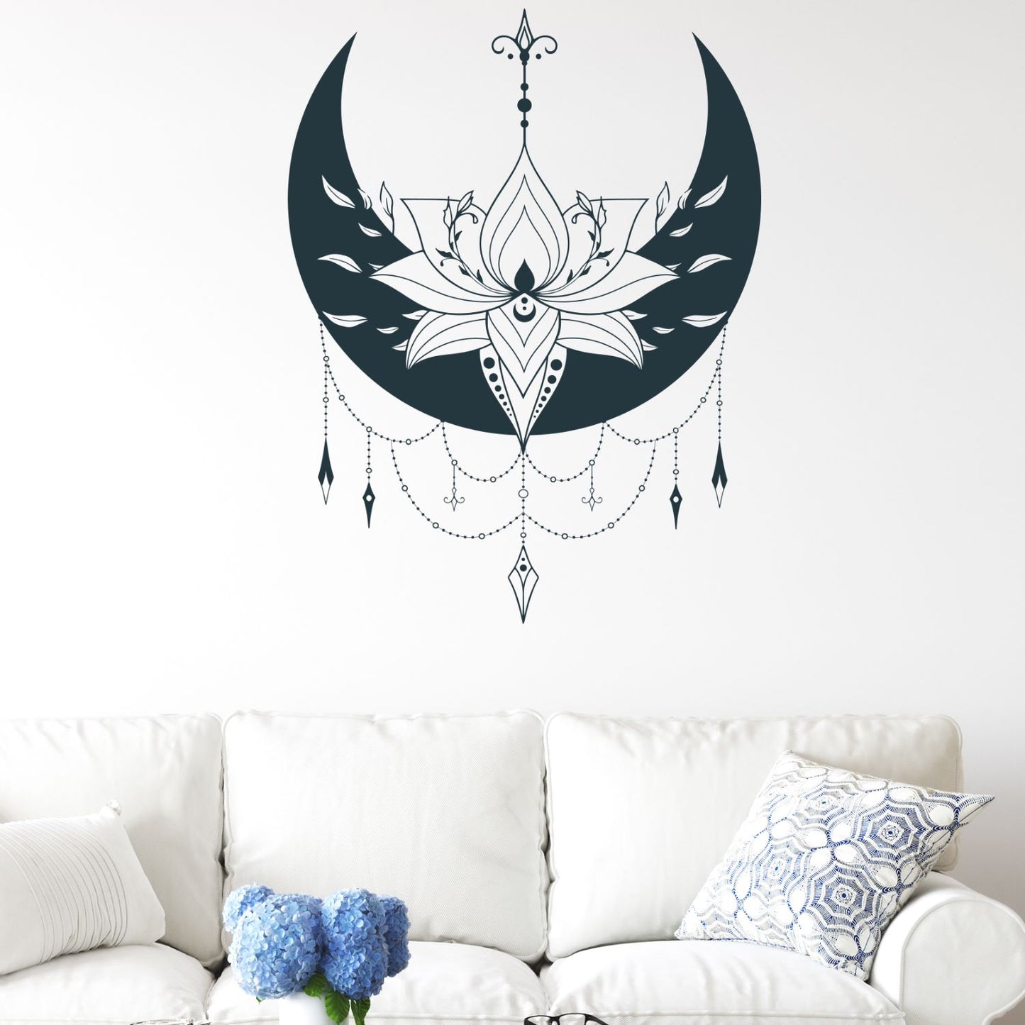 floral moon wall decal