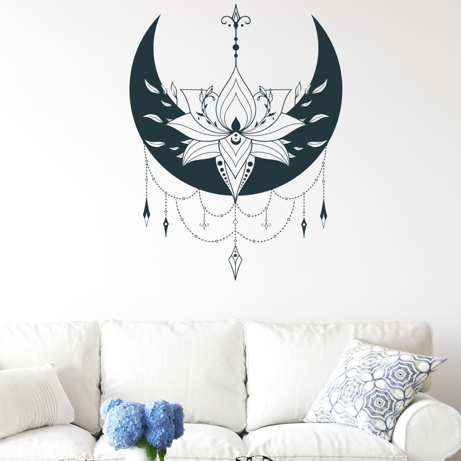 floral moon wall decal
