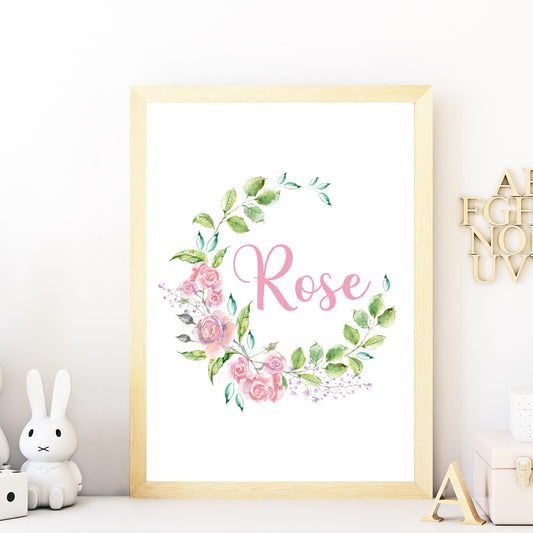 flower wreath name print