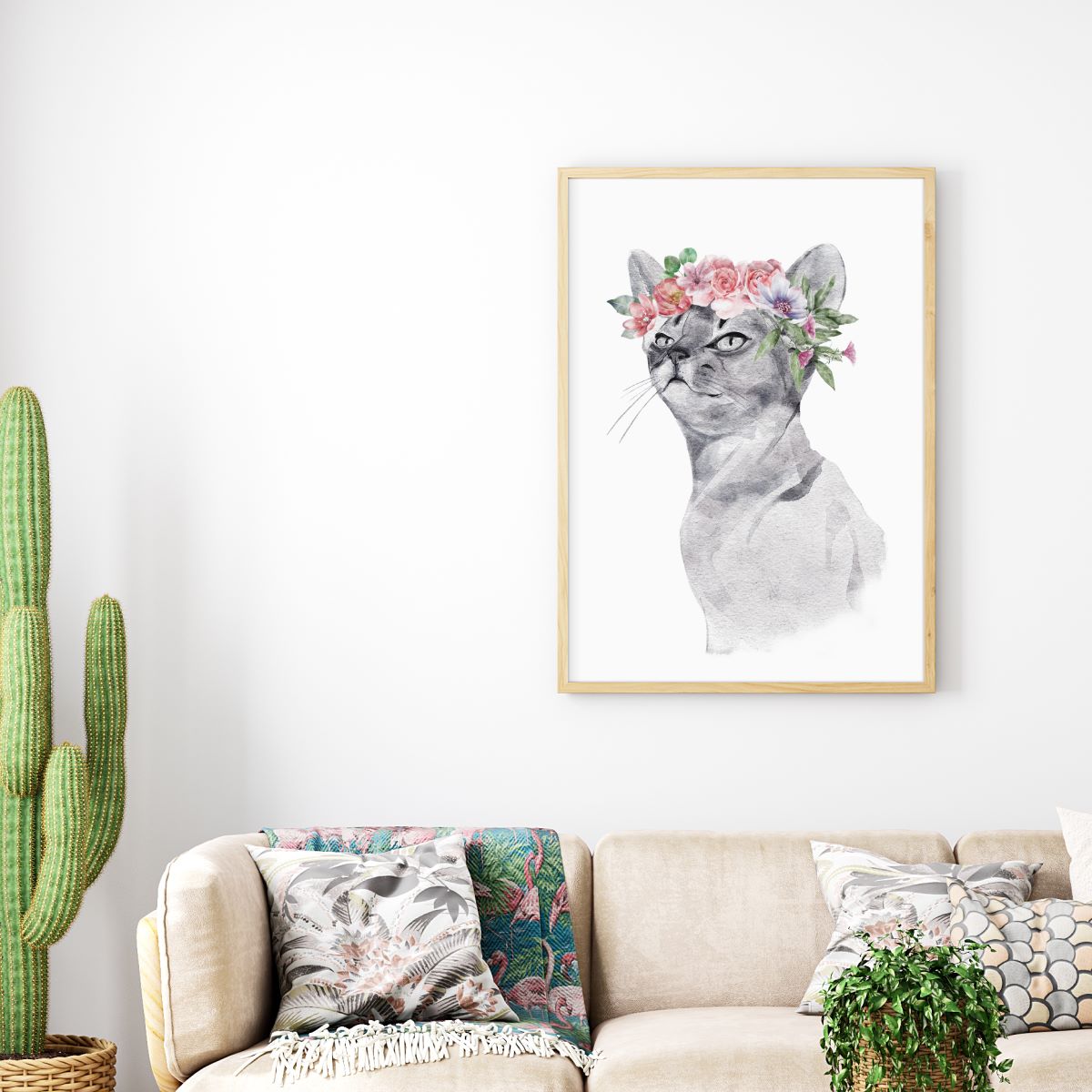 flower cat print