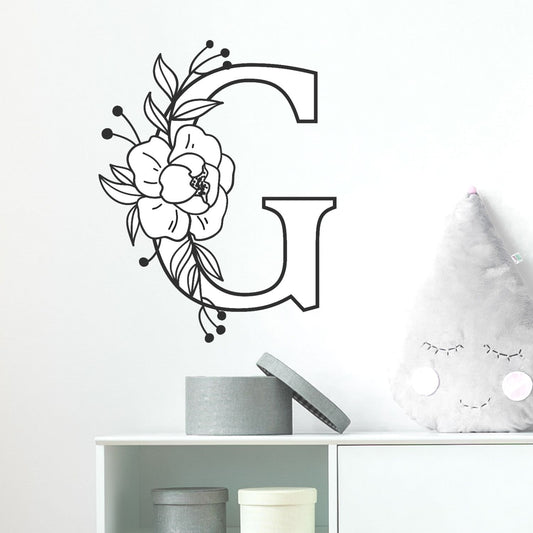 floral monogram wall decal