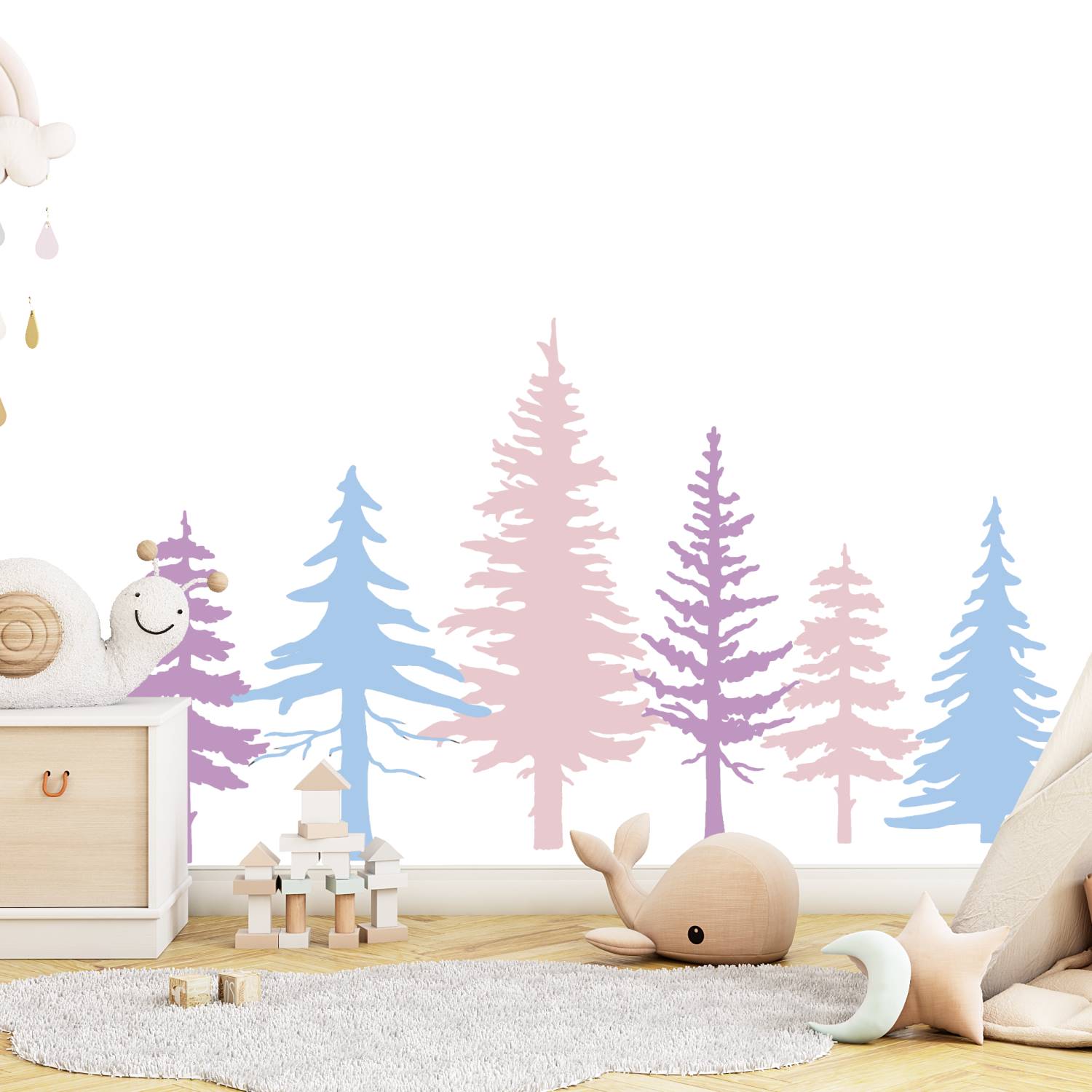 pastel forest wall decal