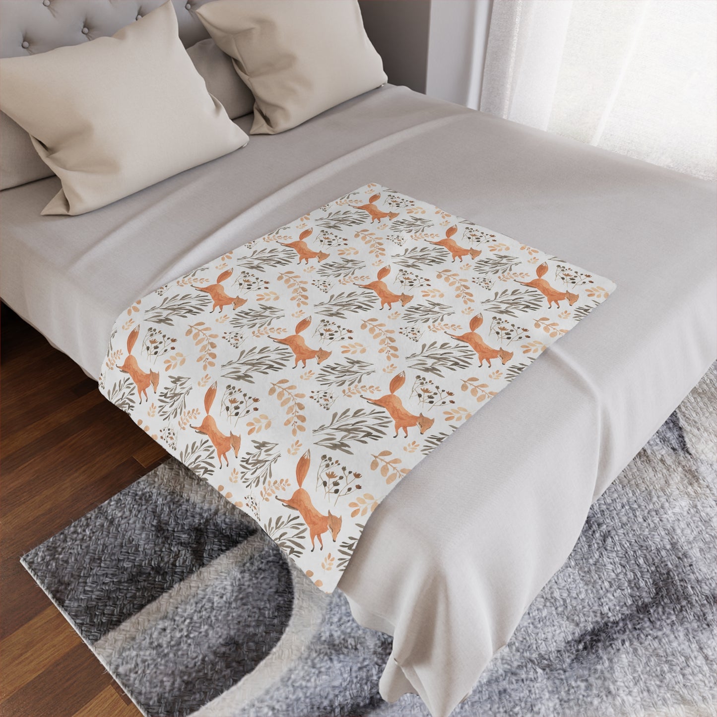baby blanket fox floral