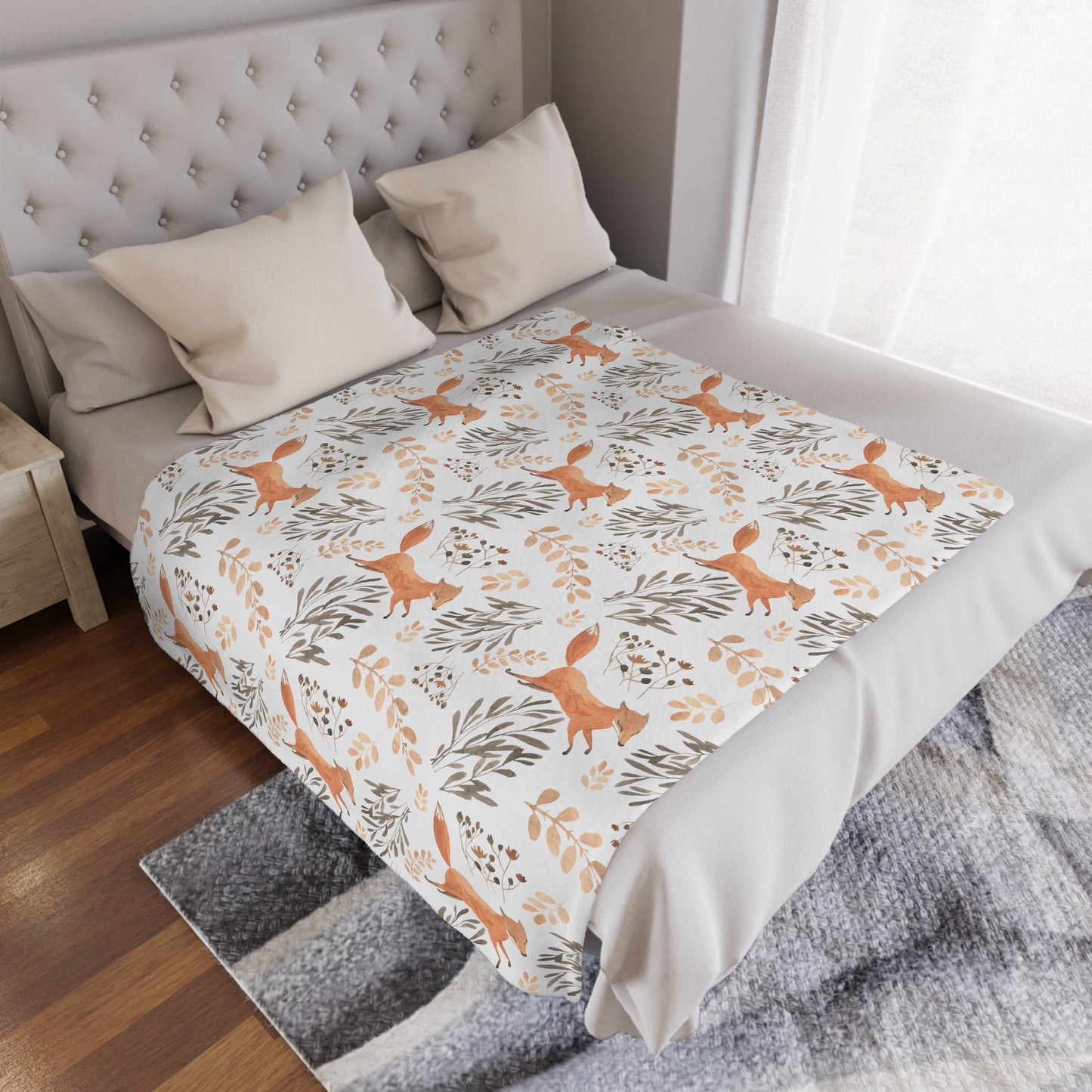 baby blanket fox floral