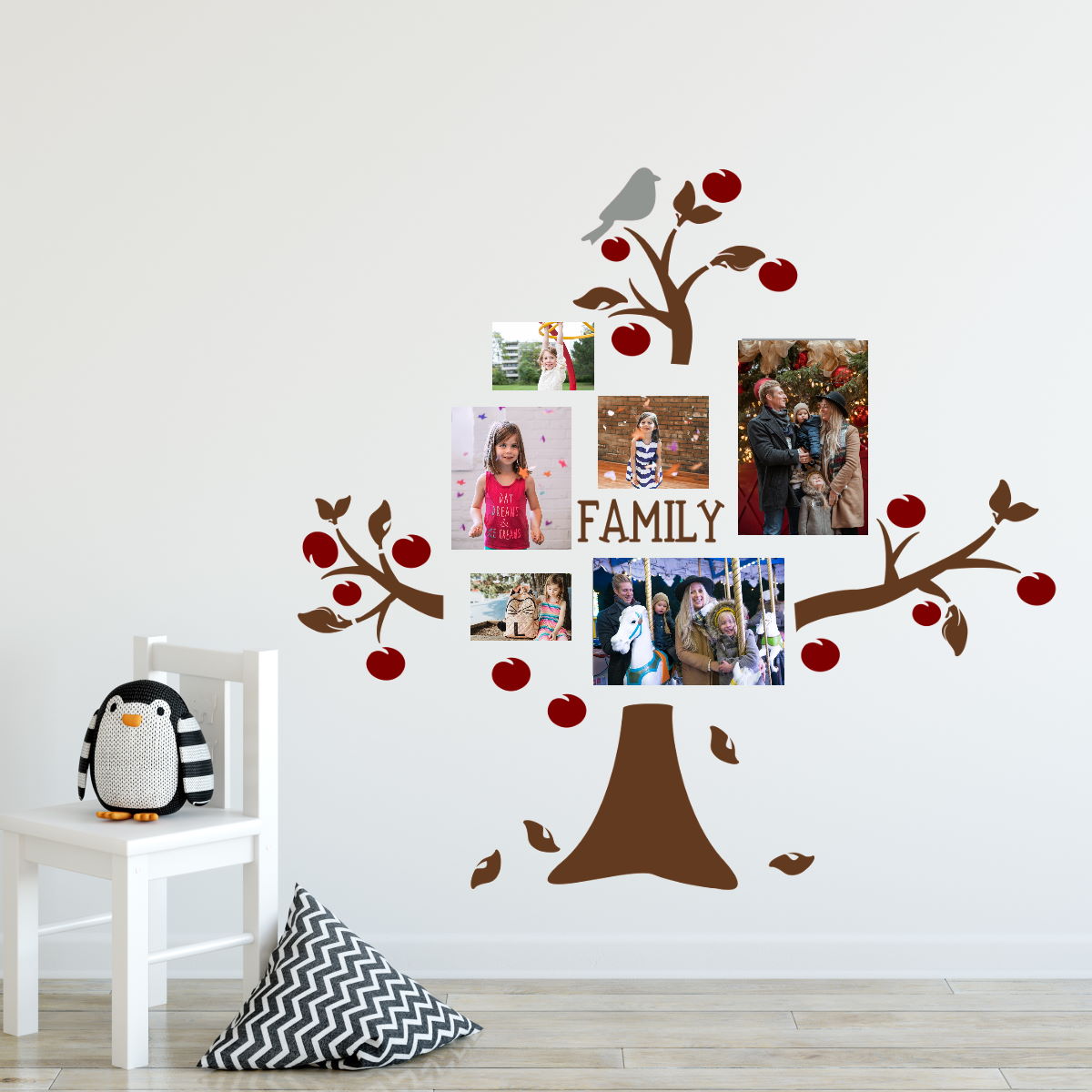 family tree wall decal red fruits
