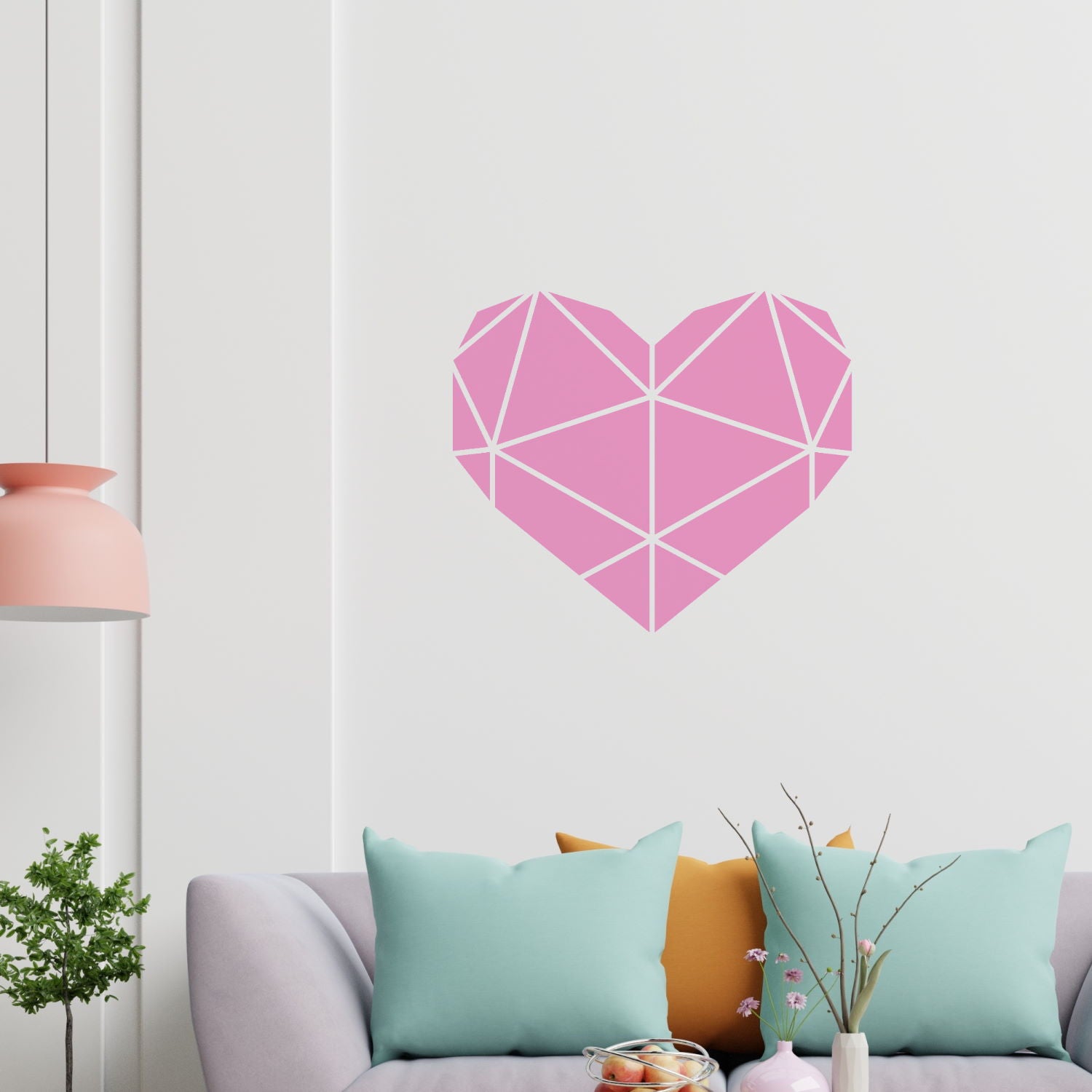 geometric heart wall decal