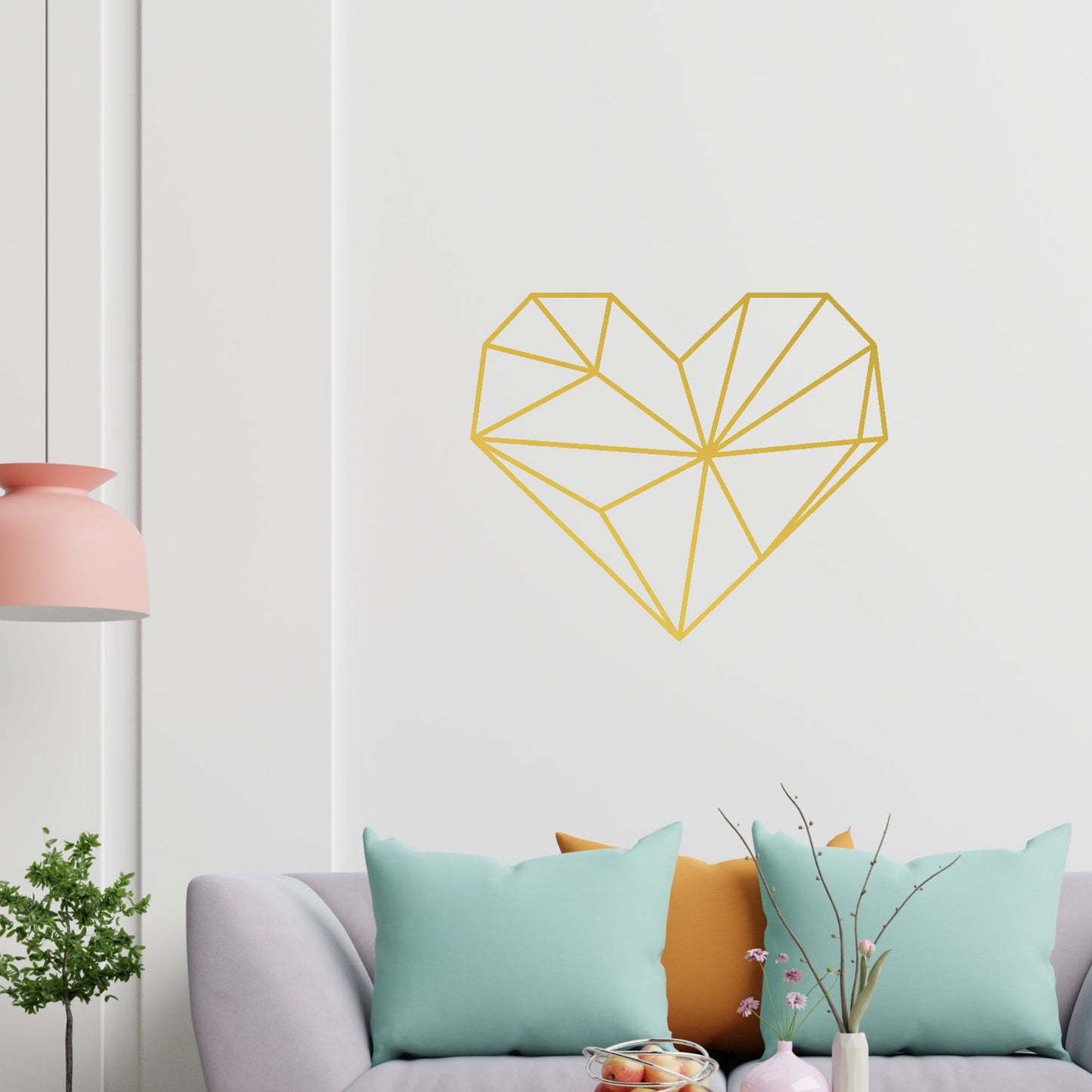 geometric heart wall decal outline