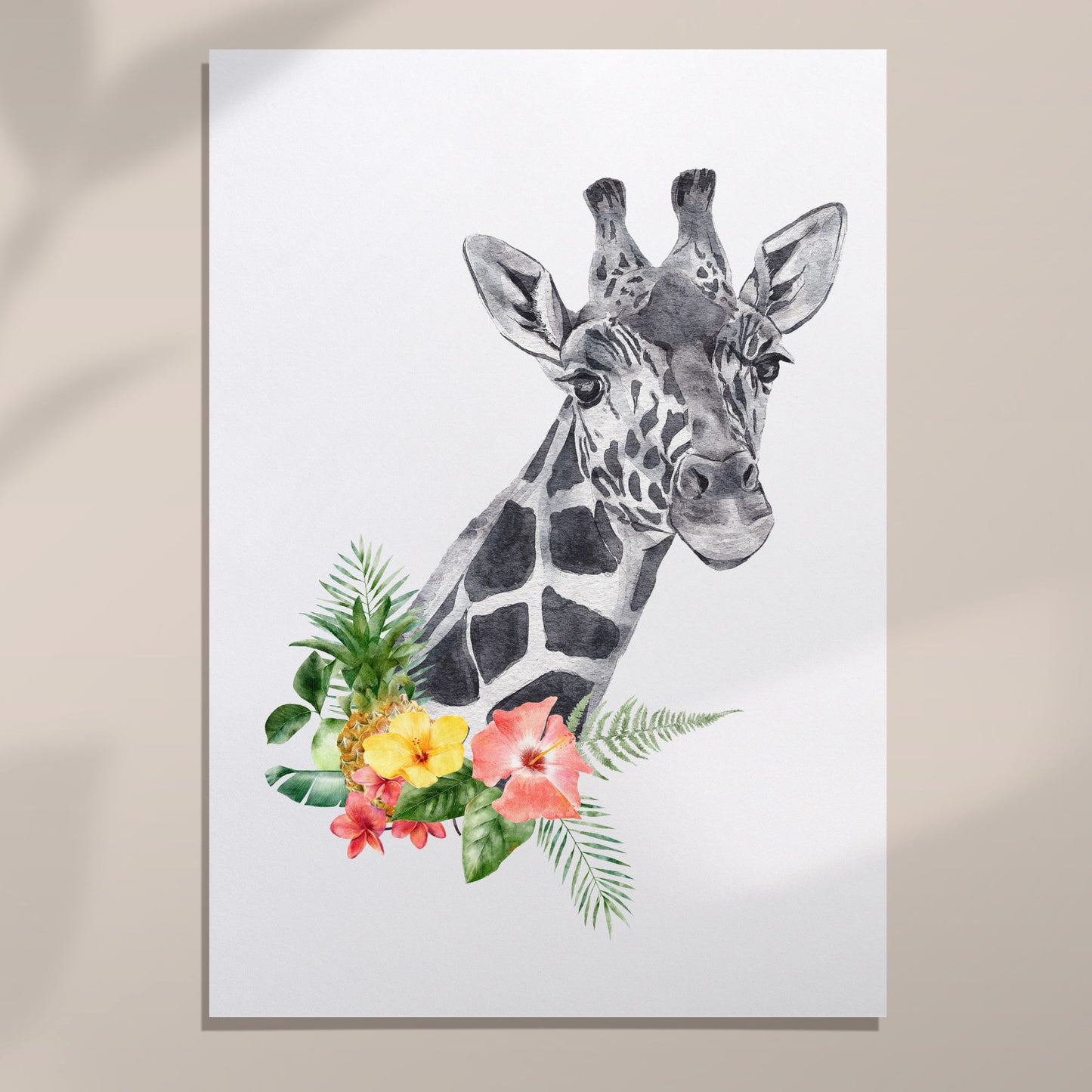flower giraffe wall art print
