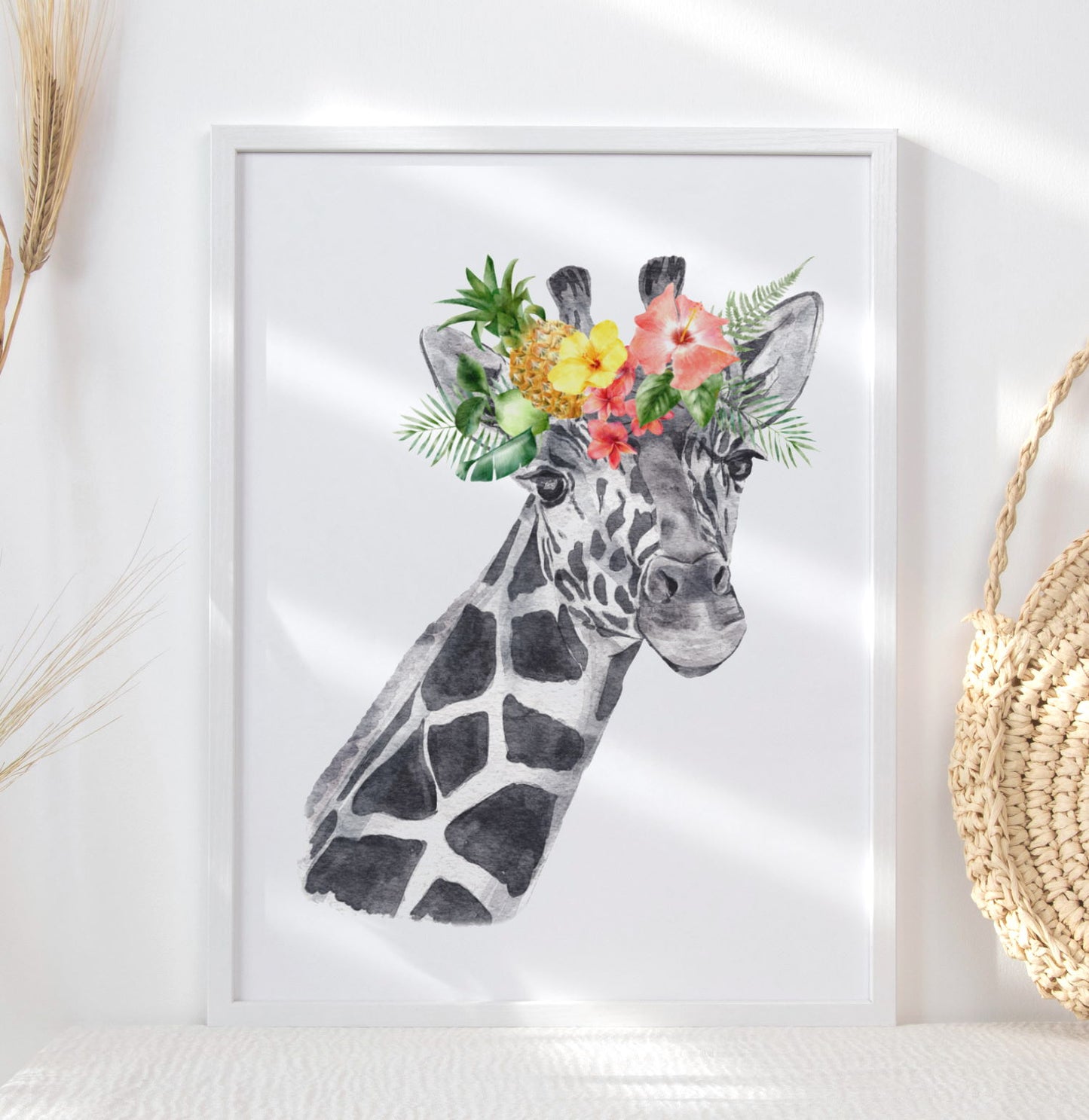 flower giraffe wall art print