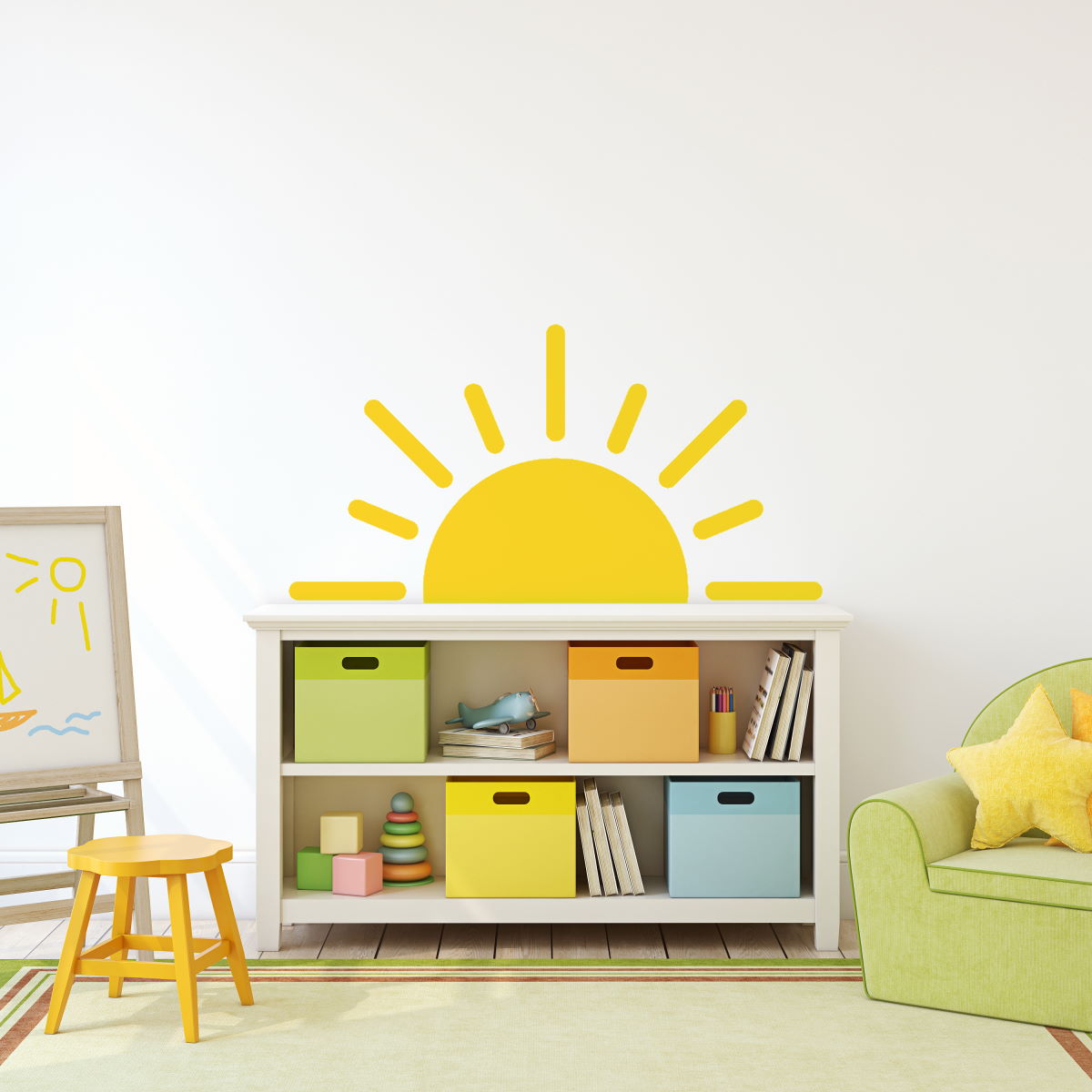 half sun wall decal – Snug as a Bug