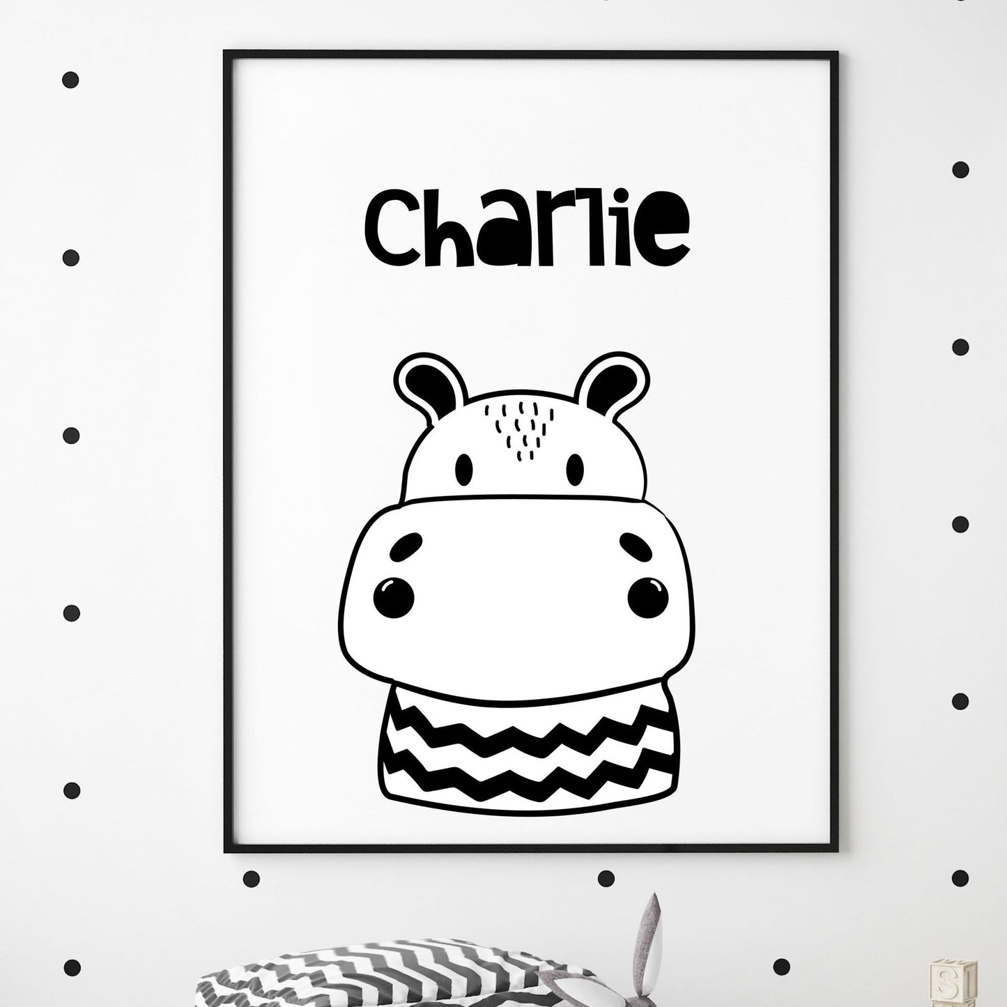 baby animal personalised name nursery print