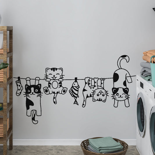 cute kitten laundry wall decal