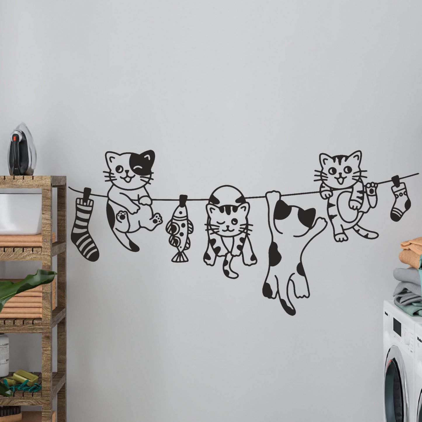 funny cats laundry wall decal