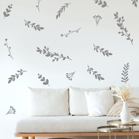 botanical leaves wall decals