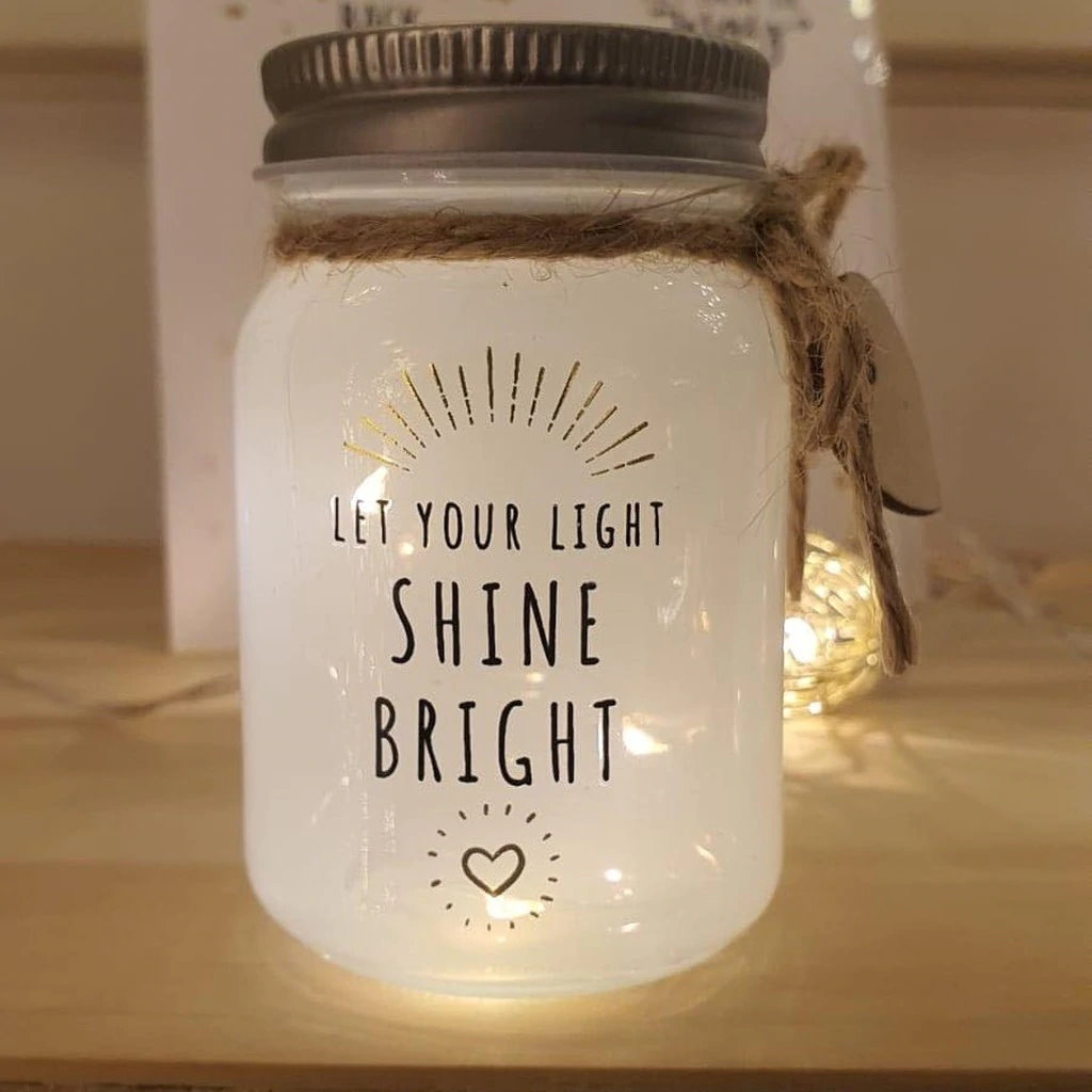 mini message sparkle jar - let your light shine bright - Snug as a Bug