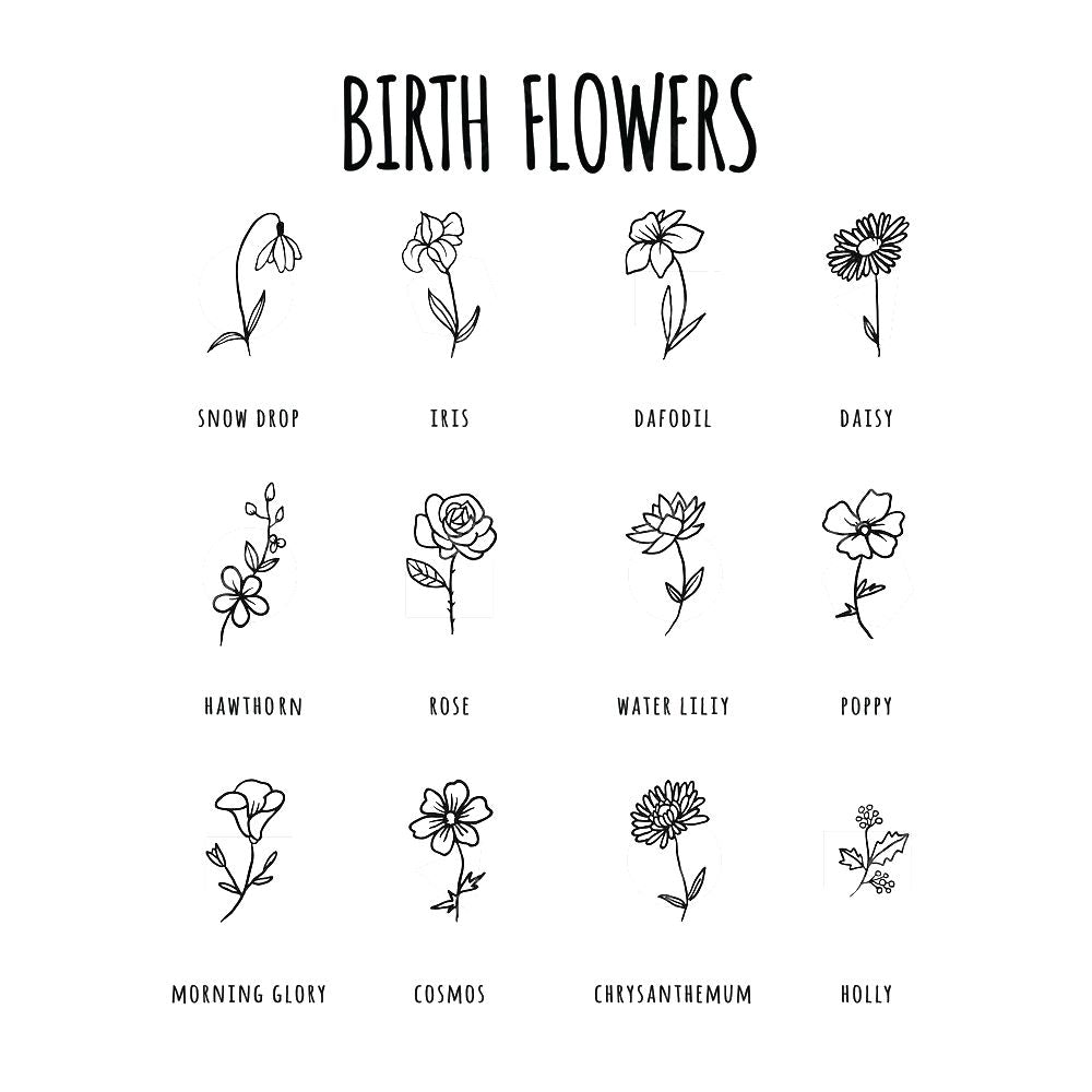 custom name birth flower wall art print