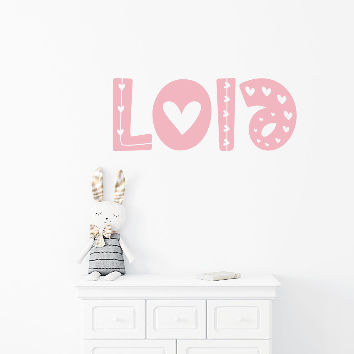 love hearts custom name decal