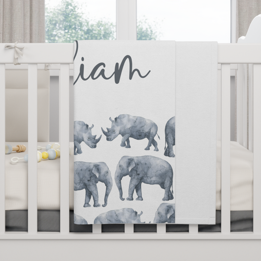 personalized baby blanket elephant rhino