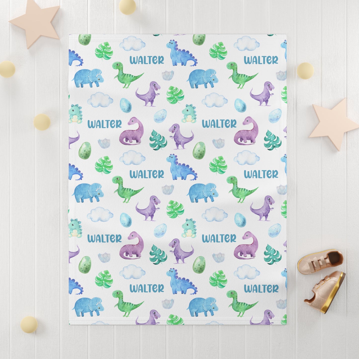 personalized baby blanket baby dinosaur pattern