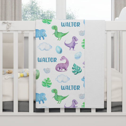 personalized baby blanket baby dinosaur pattern