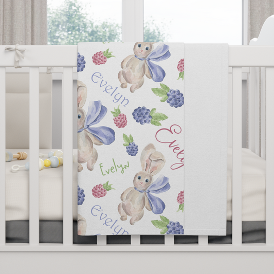 personalized baby blanket bunny and berry