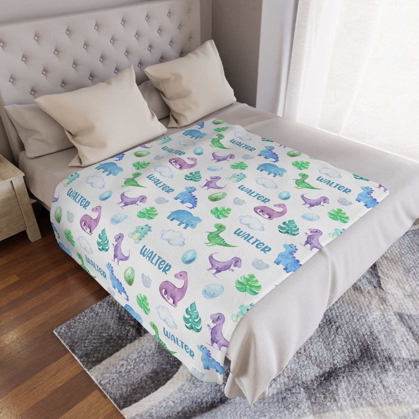 personalized baby blanket baby dinosaur pattern