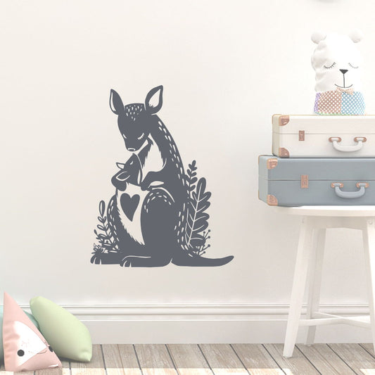 mother baby kangaroo wall decal