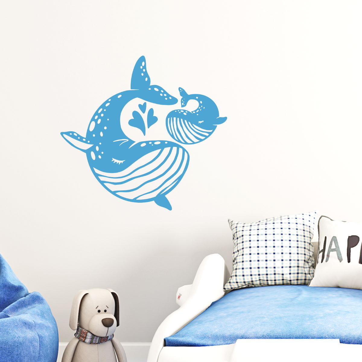 mother baby whale wall decal