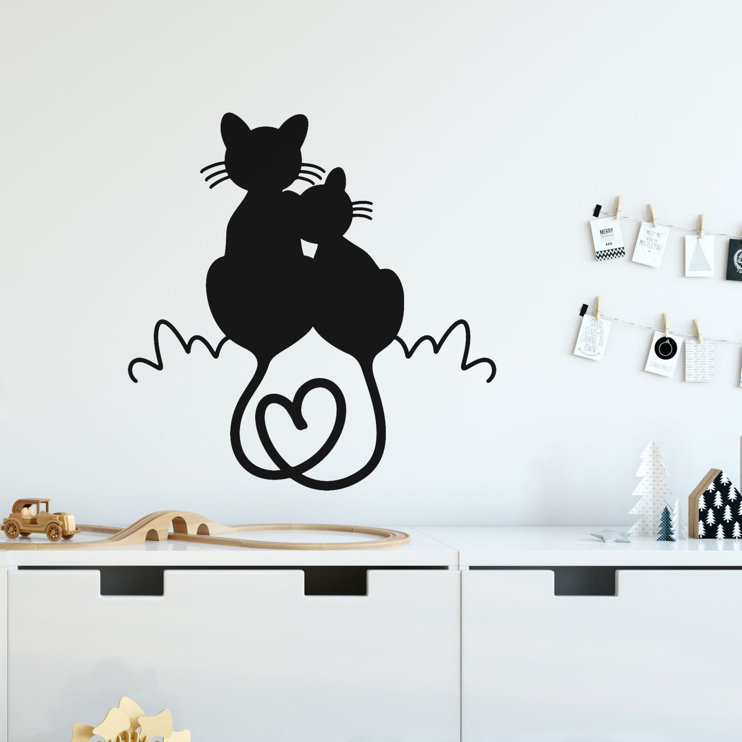 kitten and mum cat wall decal