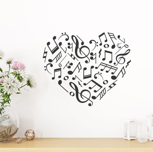 music note heart wall decal
