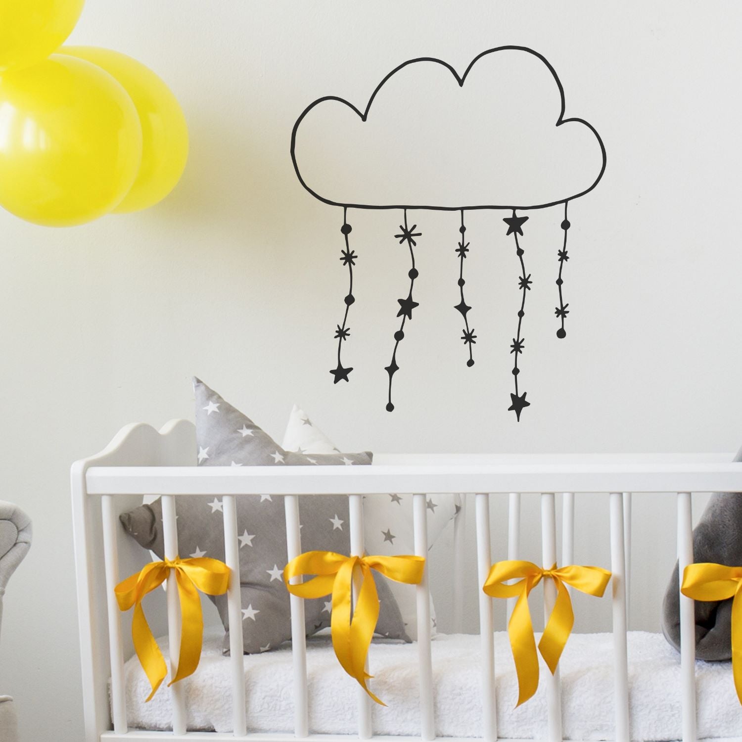 cloud hanging stars wall decal