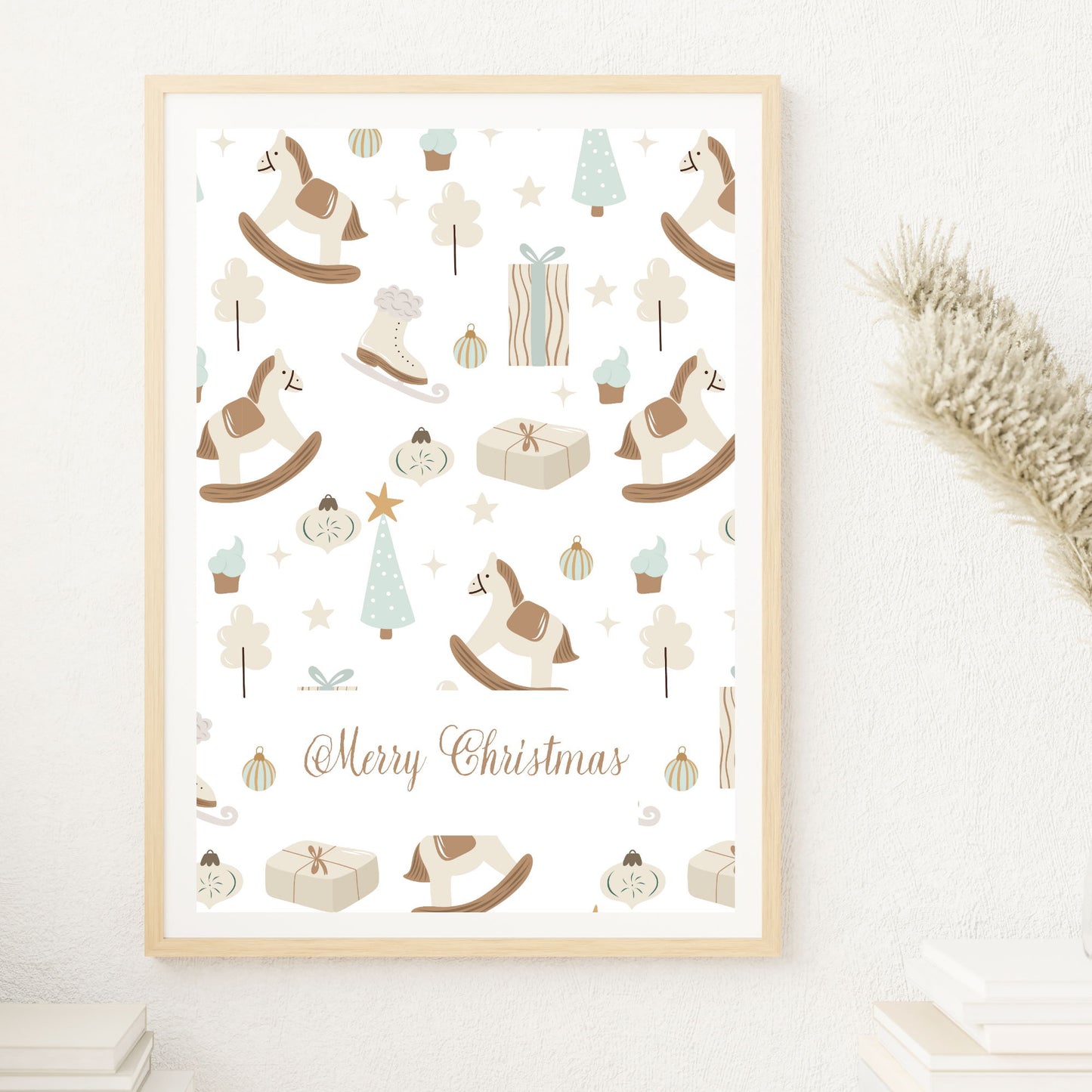 nursery bear merry Christmas wall art print unframed