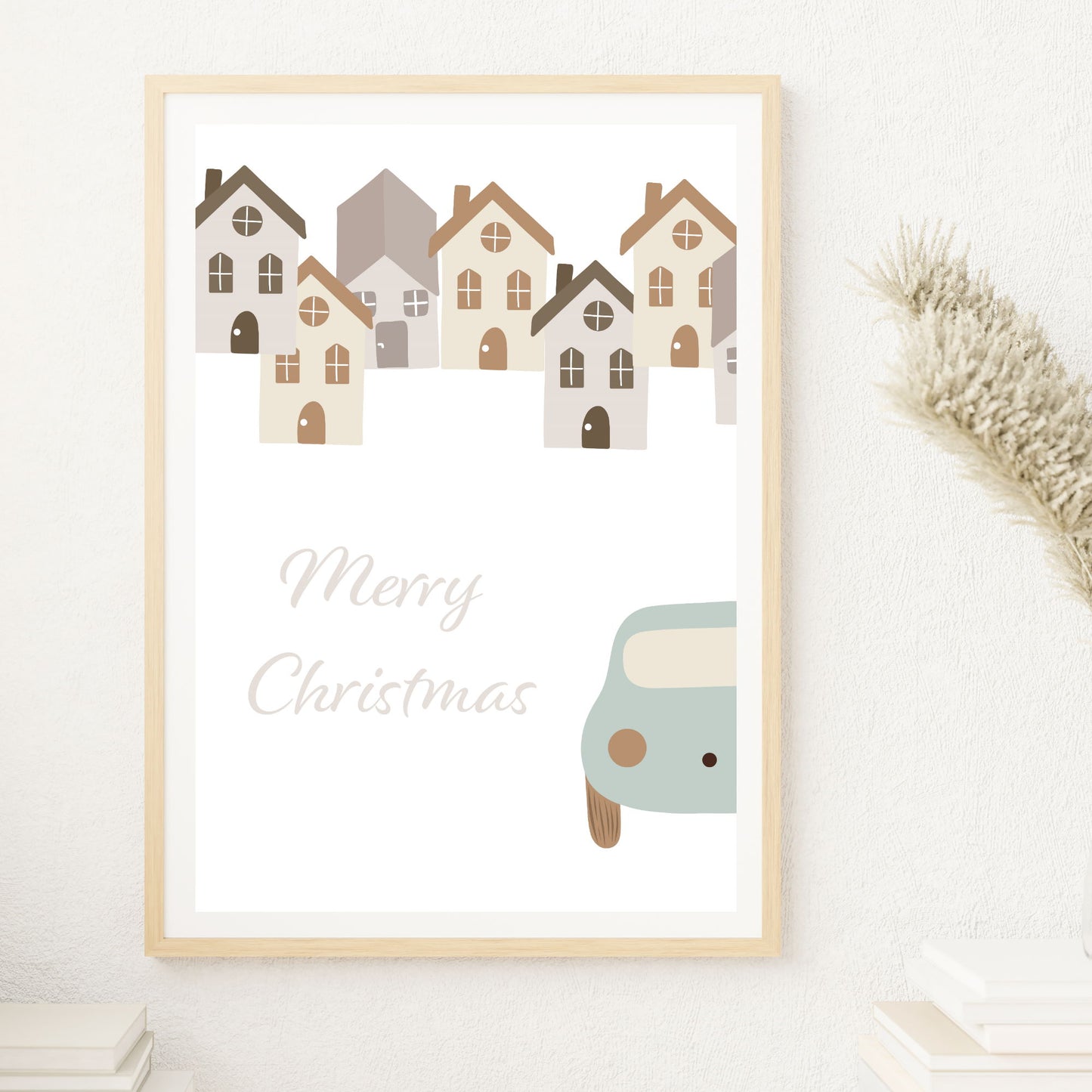 nursery bear merry Christmas wall art print unframed