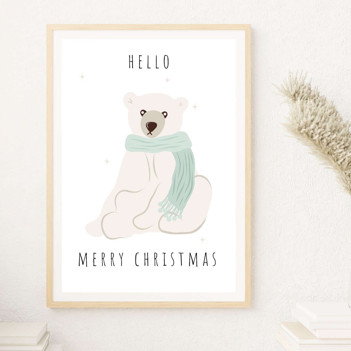 nursery bear merry Christmas wall art print unframed