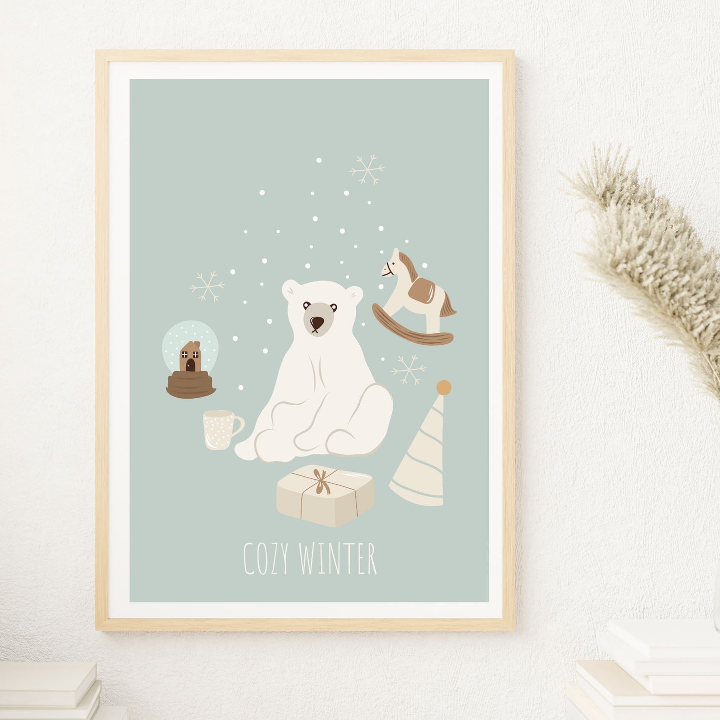 nursery bear merry Christmas wall art print unframed